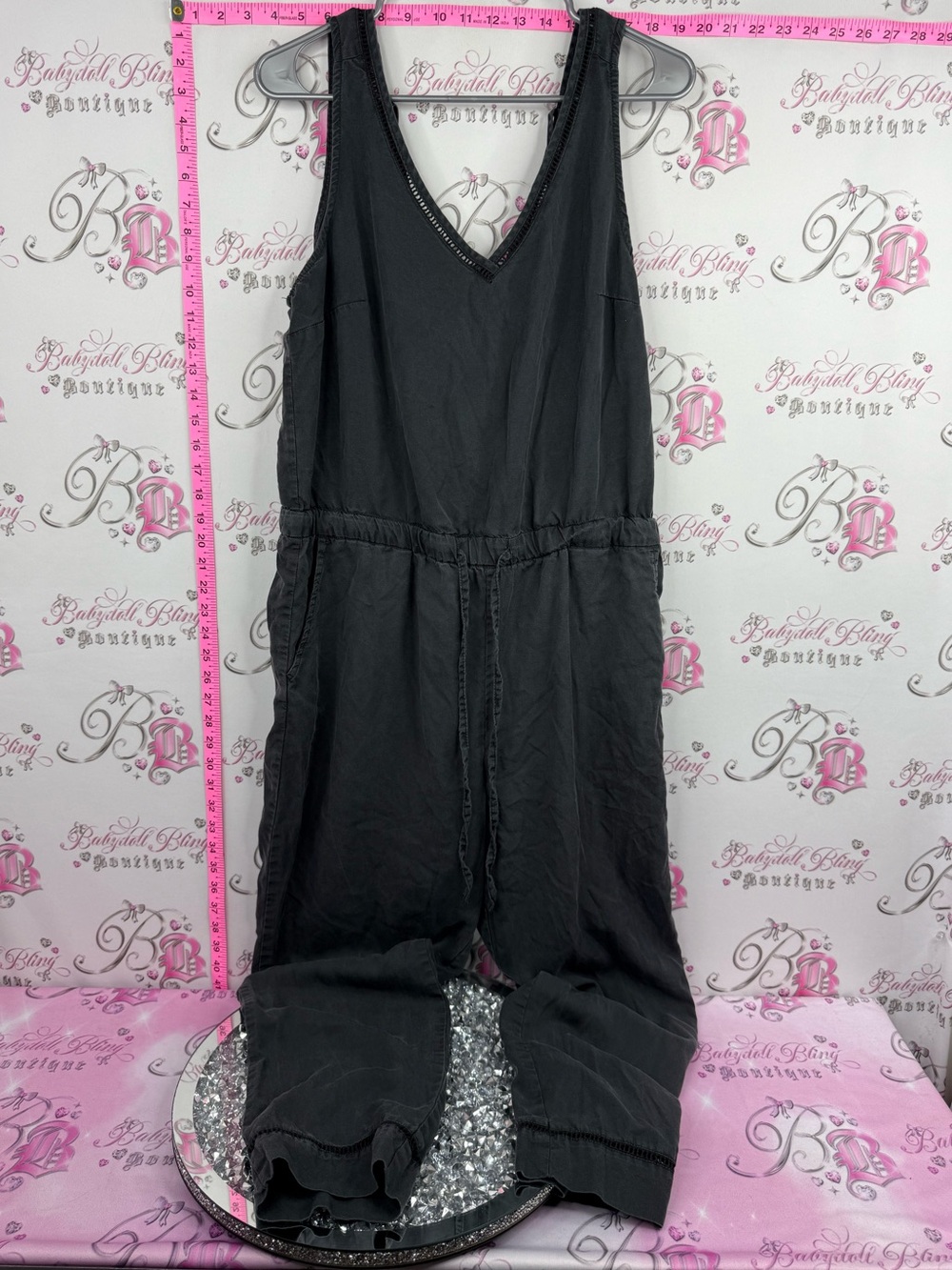 Dex jumpsuit jumper one piece pants romper Black Sleeveless V-Neck Jumpsuit